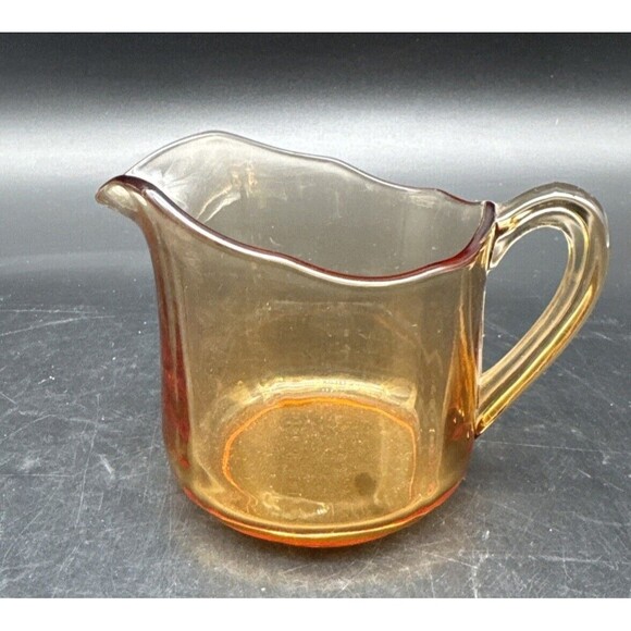 VTG Cambridge AMBER Glass Creamer & Open Sugar Set - Picture 6 of 12